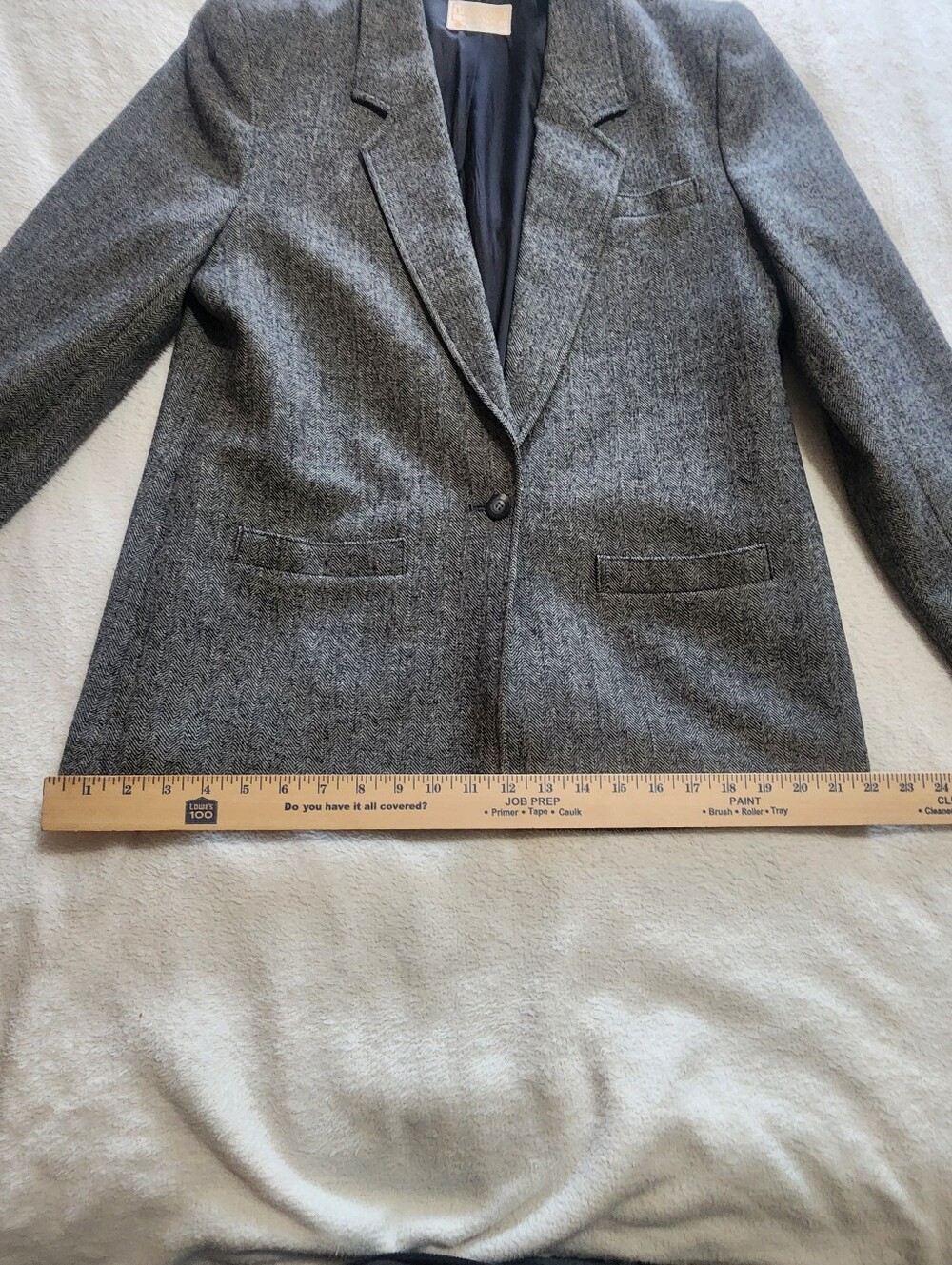 Vintage Pendleton Wool Skirt Suit Set Blazer Grey Herringbone Size 12 USA Made - Picture 16 of 16
